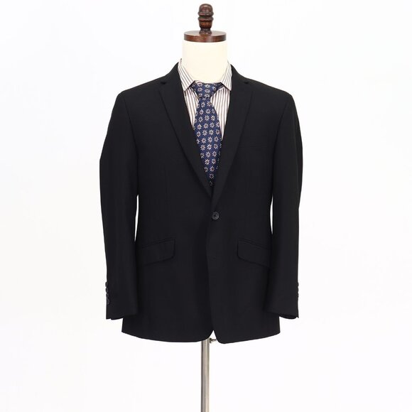 Kenneth Cole 38R Black Solid 2-Button Sport Coat Blazer Jacket P355 - Picture 1 of 10